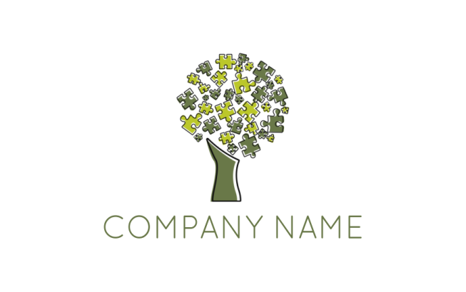 consulting logo template jigsaw puzzle pieces tree