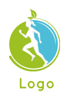 jogging woman in circle with leaves idea