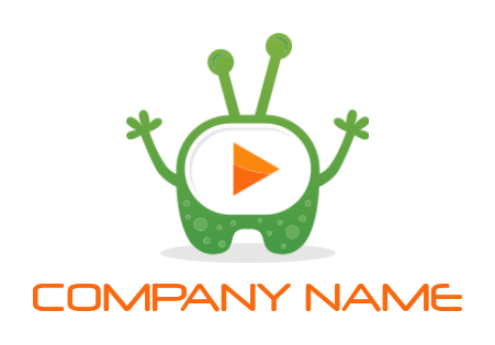 media logo joysticks man play button in center