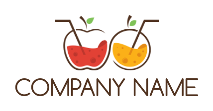 make a food logo juice in orange and apple glass