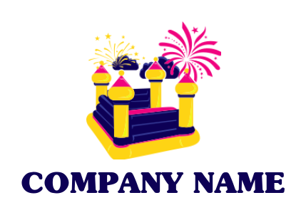 jumping castle with fireworks logo maker