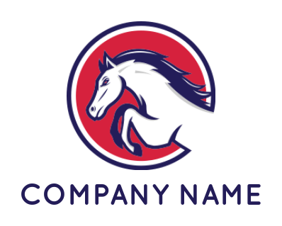Create a logo of jumping horse in circle 
