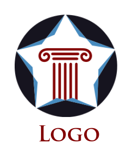 make a law firm logo justice pillar in star