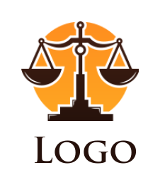law firm logo justice scales and yellow circle