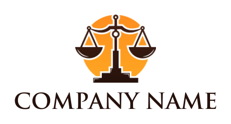 law firm logo justice scales and yellow circle