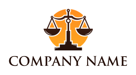 law firm logo justice scales and yellow circle