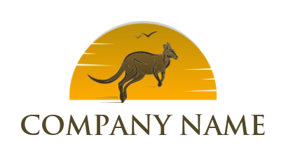 animal logo sun behind kangaroo with birds