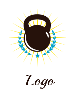 sports logo icon kettle bell emblem with laurel wreath - logodesign.net