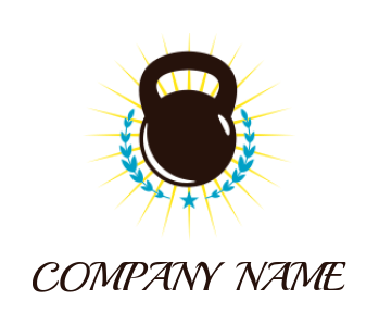 sports logo icon kettle bell emblem with laurel wreath - logodesign.net