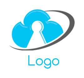 security logo keyhole inside cloud with swoosh