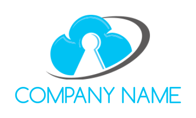 security logo keyhole inside cloud with swoosh