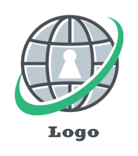 security logo key hole in globe & swoosh around