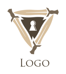 security logo keyhole in triangle with swords