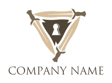 security logo keyhole in triangle with swords