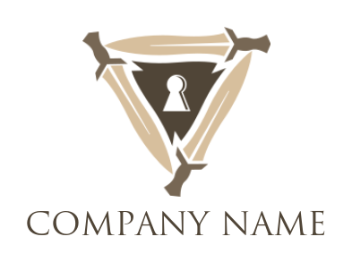 security logo keyhole in triangle with swords