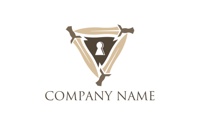 security logo keyhole in triangle with swords