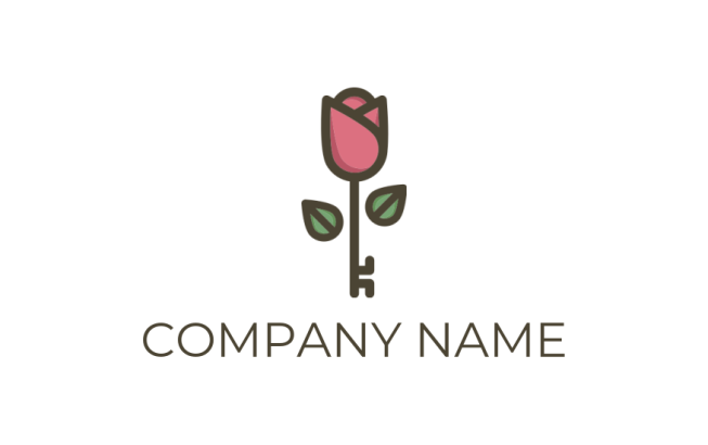 beauty logo key incorporated with flower