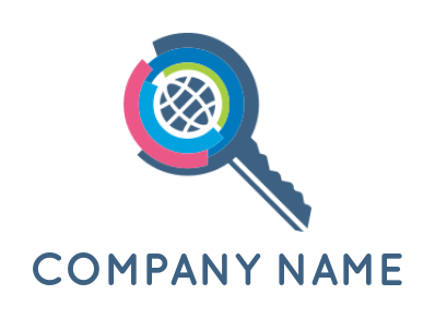 real estate logo key with globe