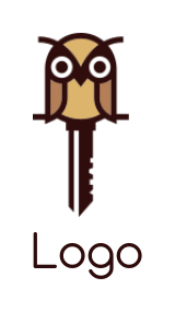 animal logo icon key incorporated with owl