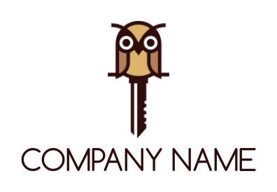 animal logo icon key incorporated with owl