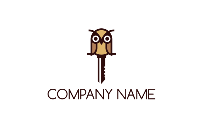 animal logo icon key incorporated with owl