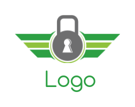 generate a security logo of key lock with wings