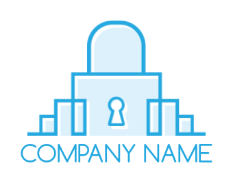 create a storage logo with key hole buildings