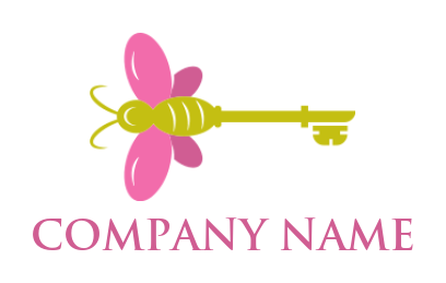 beauty logo maker key with butterfly