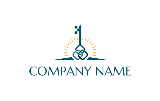 design an insurance logo key with sunrise