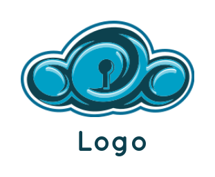 create a security logo icon keyhole in clouds