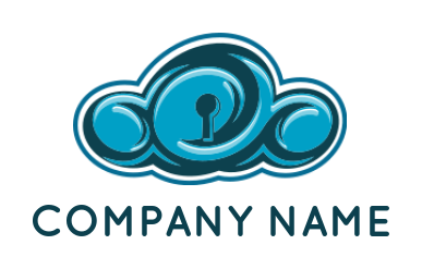 create a security logo icon keyhole in clouds