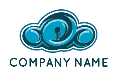 create a security logo icon keyhole in clouds