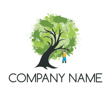 education logo illustration kid hanging on tree
