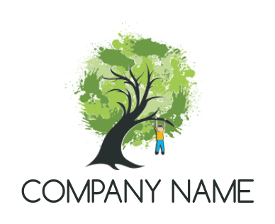 kid hanging on tree logo creator