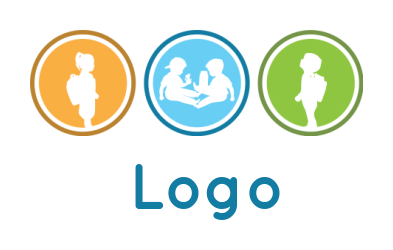 create a childcare logo kids inside the circles