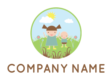 kids playing in garden logo generator