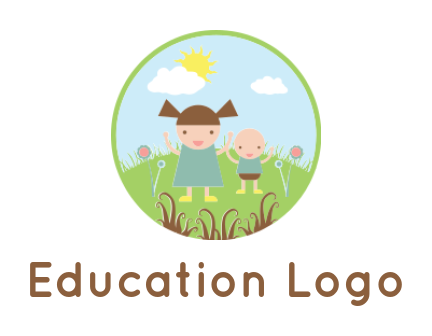 childcare logo online kids playing in garden - logodesign.net