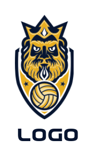 sports logo template king with basketball in shield with stars 