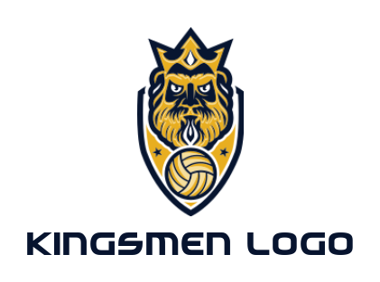 king with basketball in shield with stars logo template 