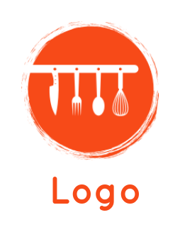 restaurant logo kitchen tools inside the circle