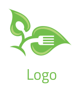 restaurant logo kitchen utensils in the leaves