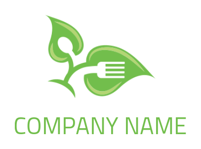 restaurant logo maker kitchen utensils inside the leaves - logodesign.net 