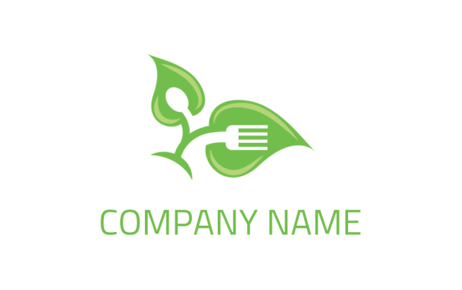 restaurant logo maker kitchen utensils inside the leaves - logodesign.net 