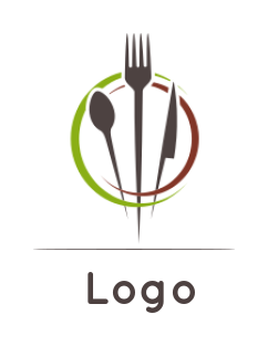 create a restaurant logo knife spoon fork with swoosh 