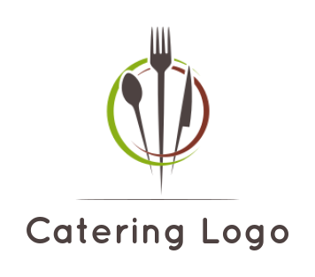 create a restaurant logo knife spoon fork with swoosh