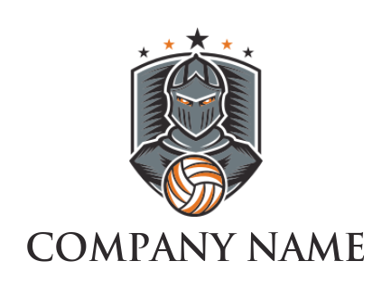 sports logo knight with volleyball in shield - logodesign.net