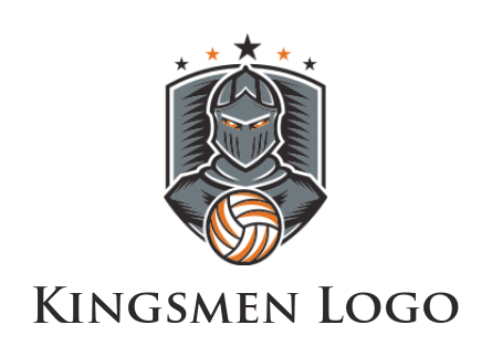 sports logo knight with volleyball in shield - logodesign.net