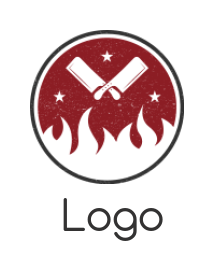 restaurant logo grill knives and fire circle