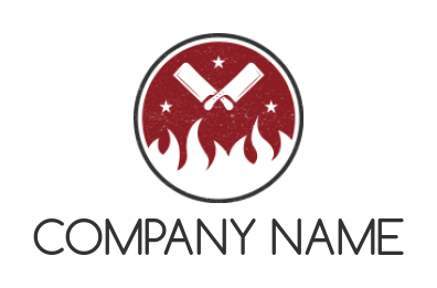 restaurant logo grill knives and fire circle