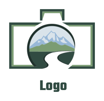 make a photography logo landscape inside camera